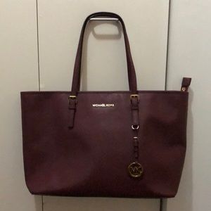 Michael Kors Burgundy Laptop Tote Bag
